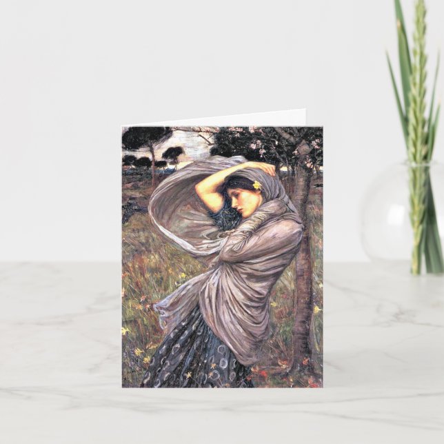Cartes Pour Fêtes Annuelles Boreas, beau tableau de John Waterhouse (Devant)