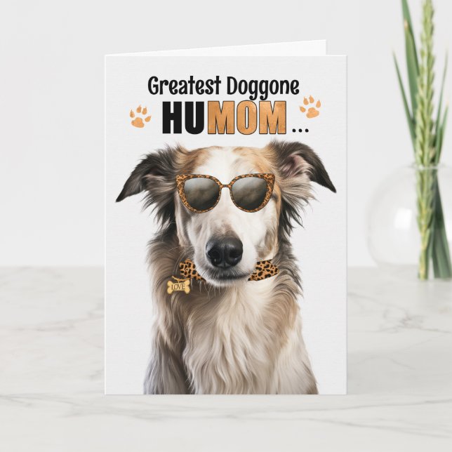 Cartes Pour Fêtes Annuelles Borzoi Dog Best HuMOM Jour des Mères (Devant)