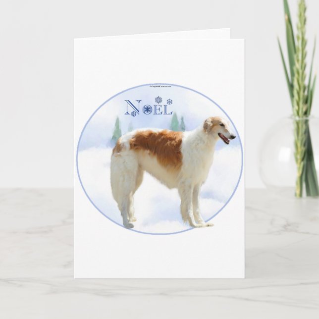 Cartes Pour Fêtes Annuelles Borzoi Noel (Devant)