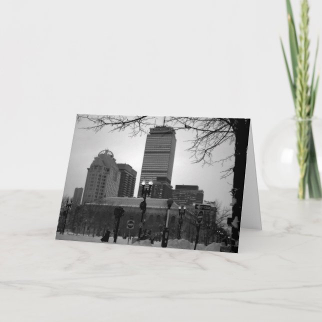 Cartes Pour Fêtes Annuelles Boston sous la neige (Devant)