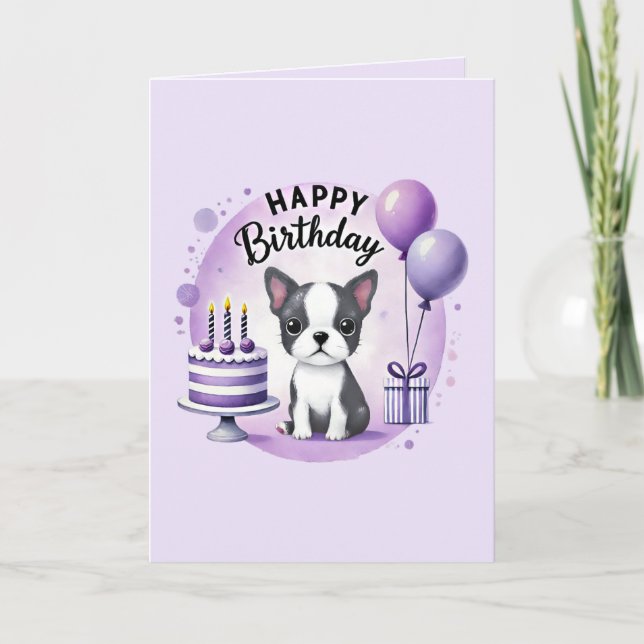 Cartes Pour Fêtes Annuelles Boston Terrier Birthday Card (Devant)