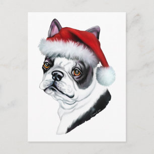 Cartes Pour Fêtes Annuelles Boston Terrier Christmas Père Noël