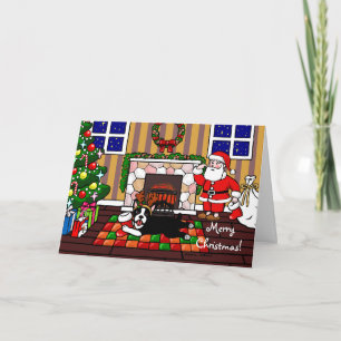 Cartes Pour Fêtes Annuelles Boston Terrier et bande dessinée 3 de Noël de Père
