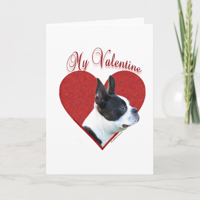 Cartes Pour Fêtes Annuelles Boston Terrier mon Valentine (Devant)