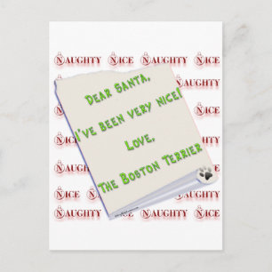 Cartes Pour Fêtes Annuelles Boston Terrier Naughty ou Nice