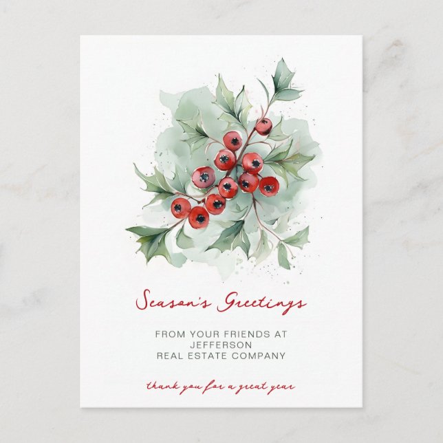 Cartes Pour Fêtes Annuelles Botanical Christmas Holidays Company Business  (Devant)
