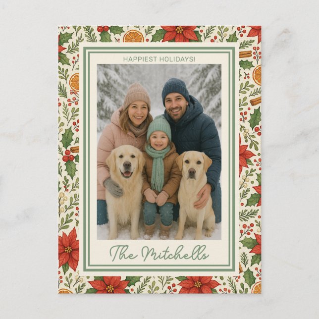 Cartes Pour Fêtes Annuelles Botanical Mistletoe Classic Floral Art Pattern (Devant)