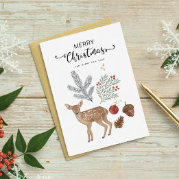 Cartes Pour Fêtes Annuelles Botanique et cerfs rustiques