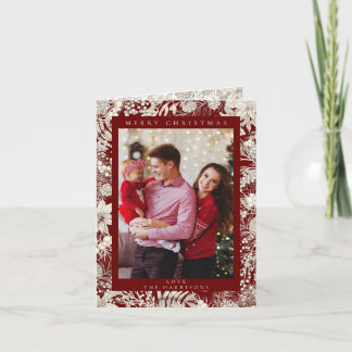 Cartes Pour Fêtes Annuelles Botanique Floral 1 photo Rouge Joyeux Noël