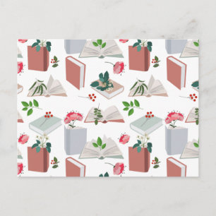 Cartes Pour Fêtes Annuelles Botanique Livres & Bibliothèque Motif de lecture