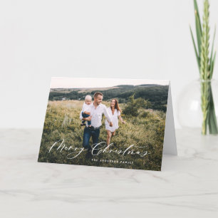 Cartes Pour Fêtes Annuelles Botanique moderne 1 photo Noël élégant script