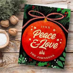 Cartes Pour Fêtes Annuelles Botanique moderne rouge boule de Noël