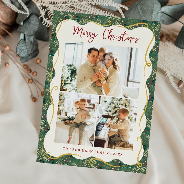 Cartes Pour Fêtes Annuelles Botanique Motif Joyeux Noël 3 Photo (Créateur téléchargé)