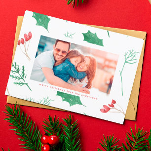 Cartes Pour Fêtes Annuelles Botaniques De Noël Modernes En Photo Neige