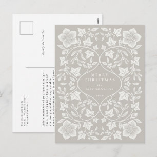 Cartes Pour Fêtes Annuelles Botaniques hivernales beige/ivoire en gravure sur