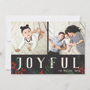 Cartes Pour Fêtes Annuelles Botaniques typographiques 2 Collage photo Joyeux