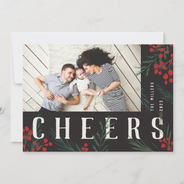 Cartes Pour Fêtes Annuelles Botaniques typographiques Salaires photo (Devant)