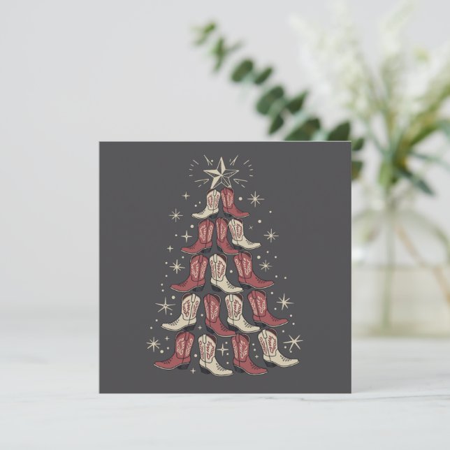 Cartes Pour Fêtes Annuelles Bottes de cowgirl d'arbre de Noël occidentales Bot (Debout devant)