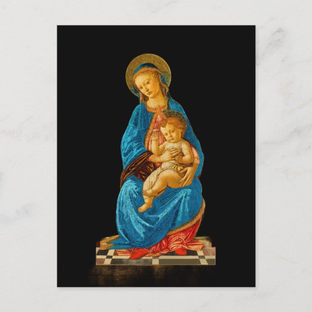 Cartes Pour Fêtes Annuelles Botticelli Madonna et l'enfant intronisé (Devant)