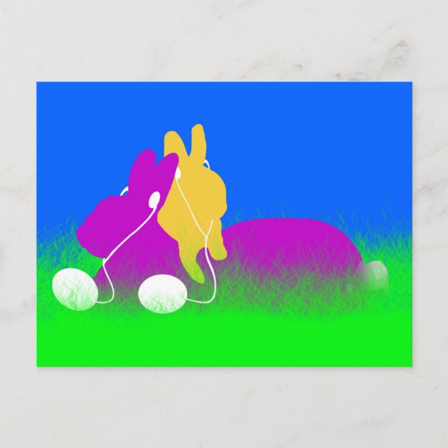Cartes Pour Fêtes Annuelles Boucles d'oreilles de lapin de Pâques (Devant)