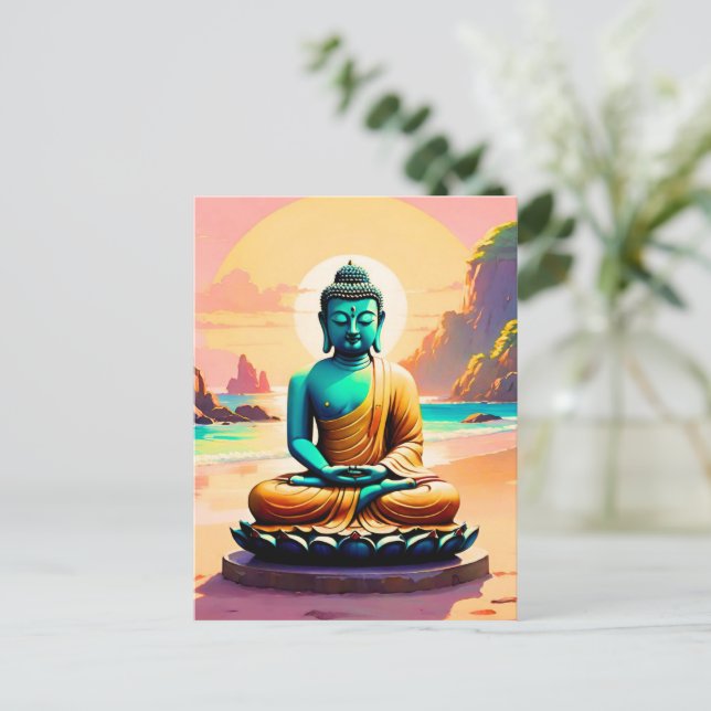 Cartes Pour Fêtes Annuelles Bouddha - Rives sereines des Lumières (Debout devant)