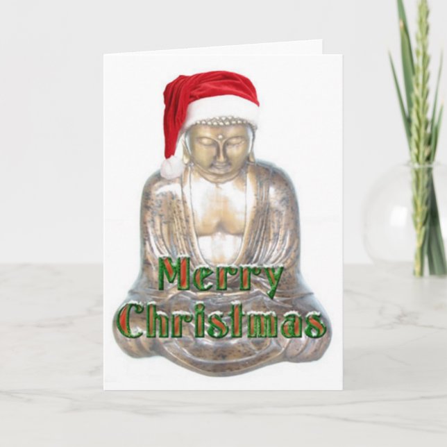 Cartes Pour Fêtes Annuelles Bouddhisme - Bouddha - Joyeux Casquette de Noël (Devant)