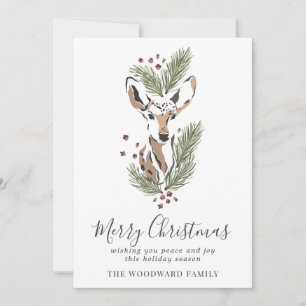 Cartes Pour Fêtes Annuelles Bouges de pin de cerf aquarelle