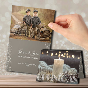 Cartes Pour Fêtes Annuelles Bougie blanche Cosy Noël Photo pliée