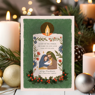 Cartes Pour Fêtes Annuelles Bougie de la nativité rustique Appartement de Noël
