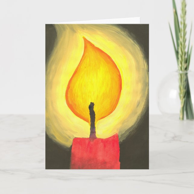 Cartes Pour Fêtes Annuelles Bougie de Noël, aquarelle (Devant)