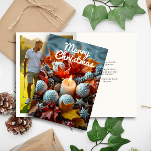 Cartes Pour Fêtes Annuelles Bougie de Noël de golf ・ Photo de famille