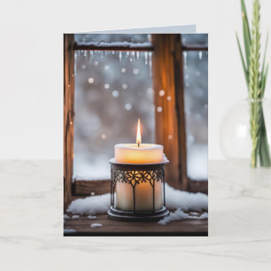 Cartes Pour Fêtes Annuelles Bougie De Noël En Neige