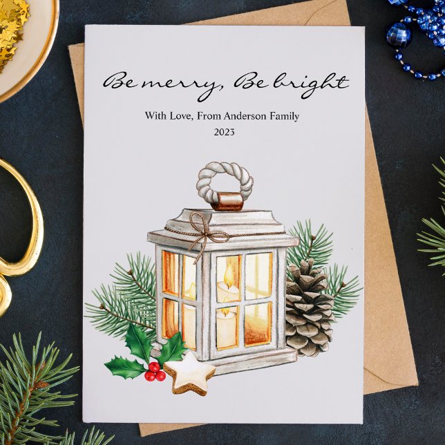 Cartes Pour Fêtes Annuelles Bougie de Noël plate à la végétation simple (Créateur téléchargé)