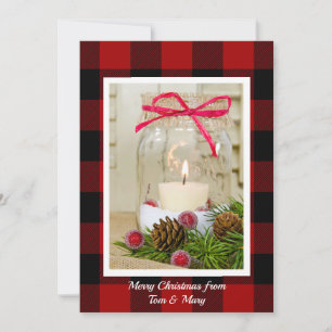 Cartes Pour Fêtes Annuelles Bougie en pot de mason de Noël avec pin