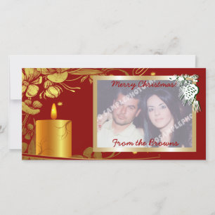 Cartes Pour Fêtes Annuelles Bougie Et Fleurs De Noël D'Or Produit Personnalisé