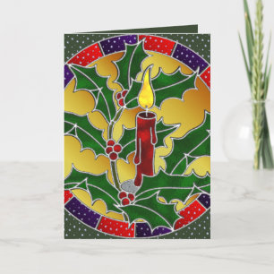Cartes Pour Fêtes Annuelles Bougie rouge vitrée avec saint