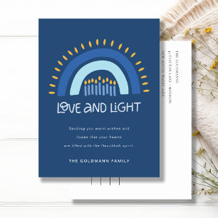 Cartes Pour Fêtes Annuelles Bougies arc-en-ciel bleu simple Amour et lumière H