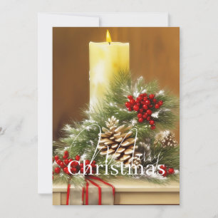 Cartes Pour Fêtes Annuelles Bougies baies et cônes de pin budget Noël