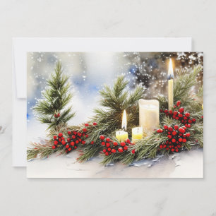 Cartes Pour Fêtes Annuelles Bougies baies et sapin budget Noël