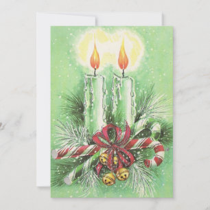 Cartes Pour Fêtes Annuelles Bougies, cloches et Sucres de canne de Noël