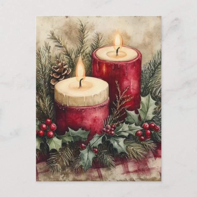 Cartes Pour Fêtes Annuelles Bougies de Noël confortables (Devant)
