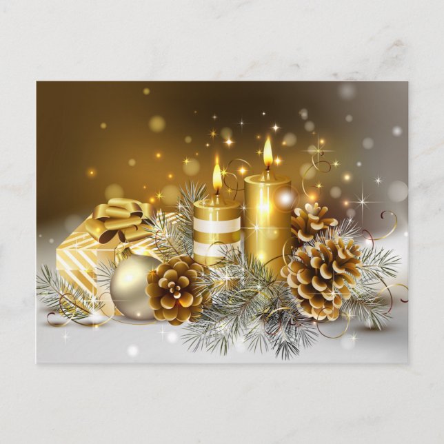 Cartes Pour Fêtes Annuelles Bougies d'or Joyeux Noël (Devant)