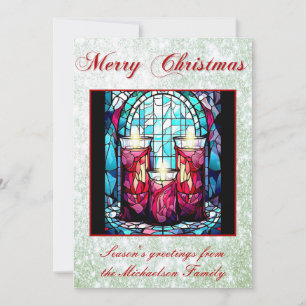 Cartes Pour Fêtes Annuelles Bougies en verre de Noël Parties scintillant verte