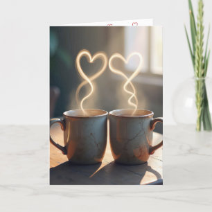 Cartes Pour Fêtes Annuelles Bougs De Café vintages Avec Coeurs Vapeurs
