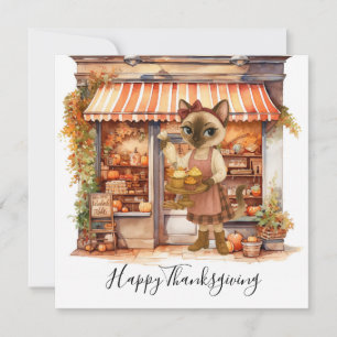 Cartes Pour Fêtes Annuelles Boulangerie de chats d'automne sur le thème de Tha