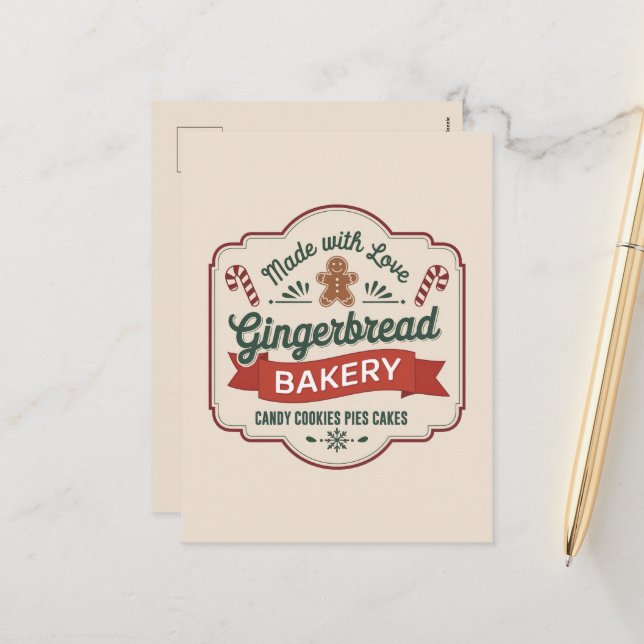 Cartes Pour Fêtes Annuelles Boulangerie de Noël festive (Devant/Arrière en situation)