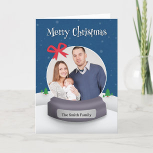 Cartes Pour Fêtes Annuelles Boule à neige avec photo personnalisée pour Noël 