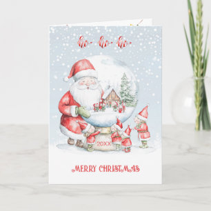 Cartes Pour Fêtes Annuelles Boule à neige de Noël avec Santa et lutin pour enf