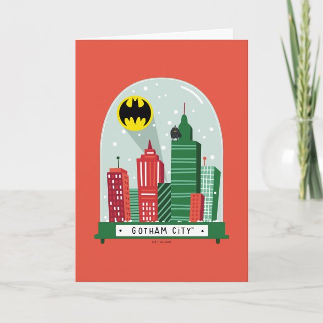 Cartes Pour Fêtes Annuelles Boule à neige graphique de Gotham City™ Batman (Devant)