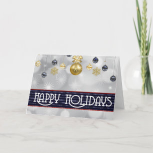 Cartes Pour Fêtes Annuelles Boule blanche et dorée avec neige Joyeux Noël